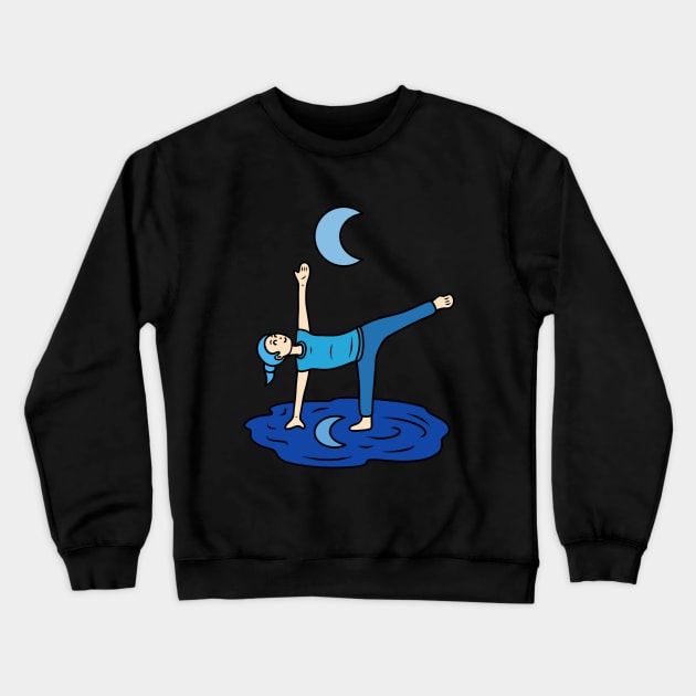 Yoga Half Moon Pose Crewneck Sweatshirt by Andrew Hau